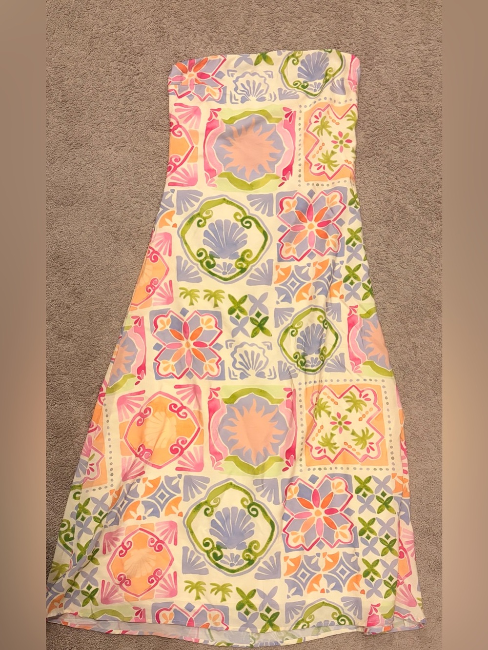TCEC Strapless Maxi Dress in Pastel Multi Floral Tile Print